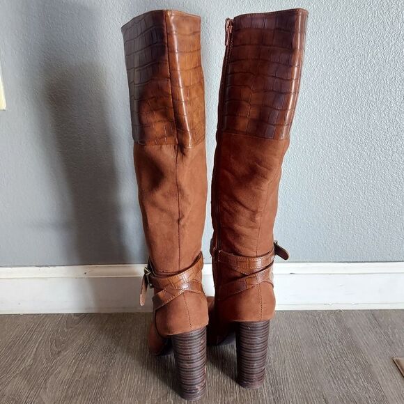 JustFab Brown Heeled Boots - Picture 4 of 14